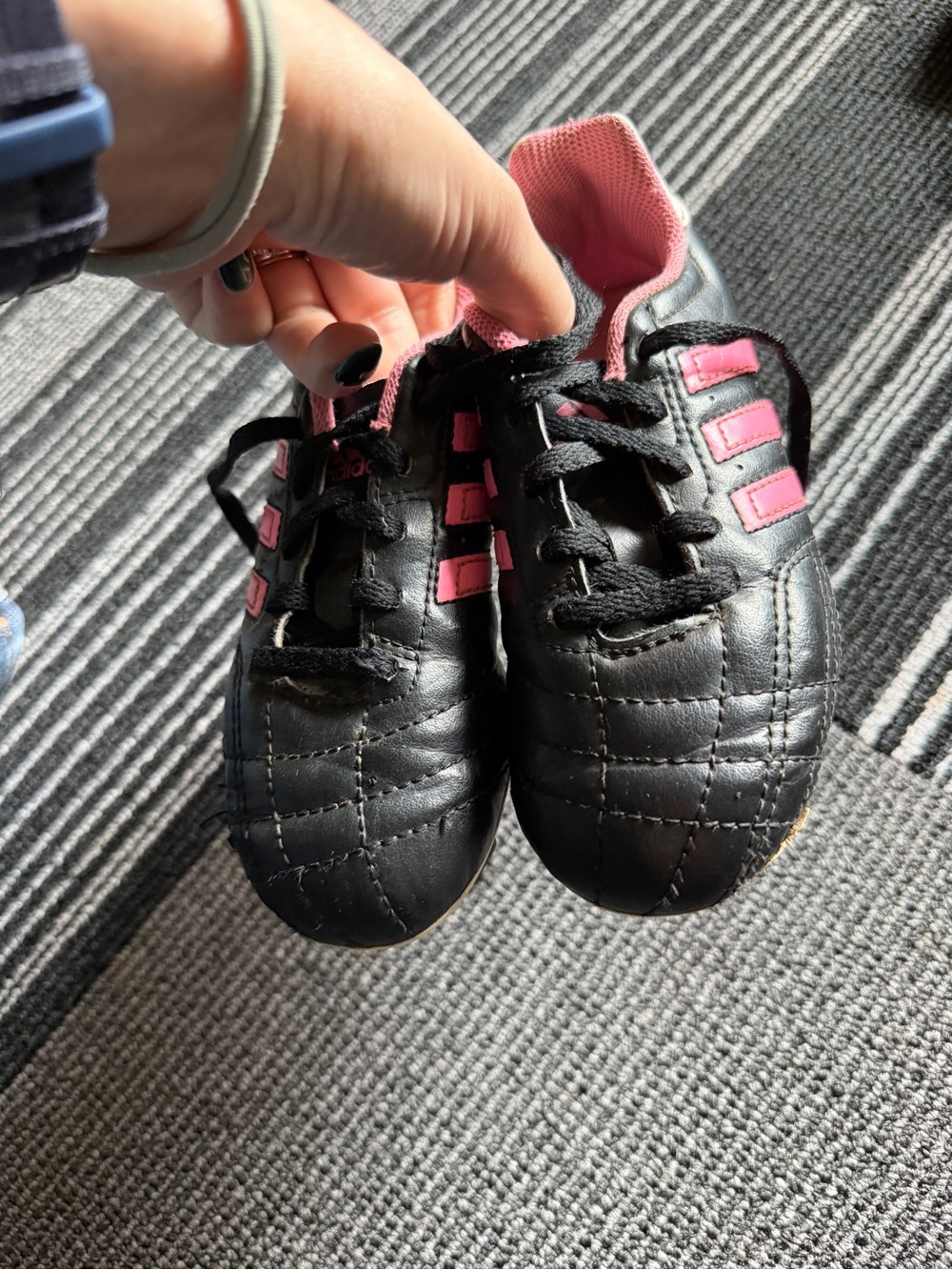 Kids Black and Pink soccer (football) cleats
